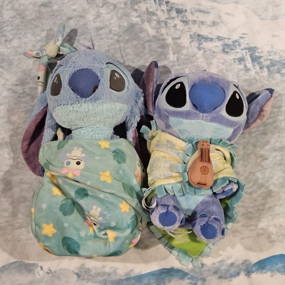 Disney Baby Stitch Plush Lovey Bundle Swaddle Blanket Security Toy Set 2pc